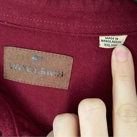 Woolrich Men’s Red Button Front Thick Shirt Jacket Shacket size XXL %100 Cotton - Picture 2 of 3